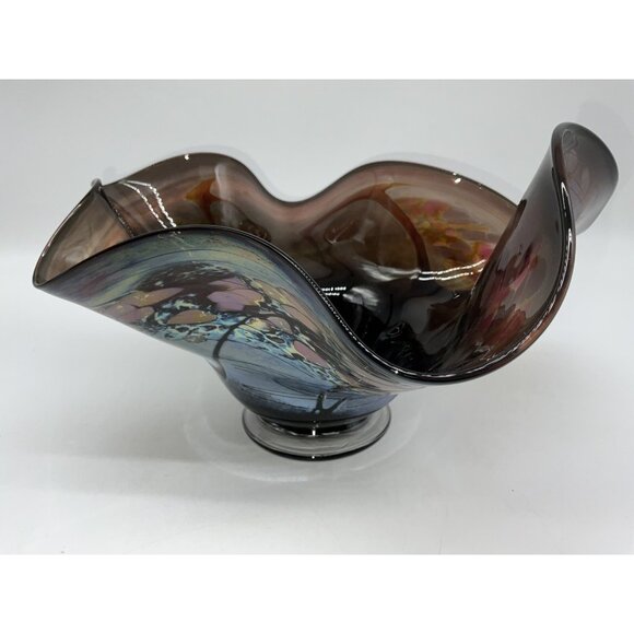 Buzz Williams Studio Art Glass Bowl Abstract Shape Alder House Signed 2004 Bowl - Picture 7 of 14